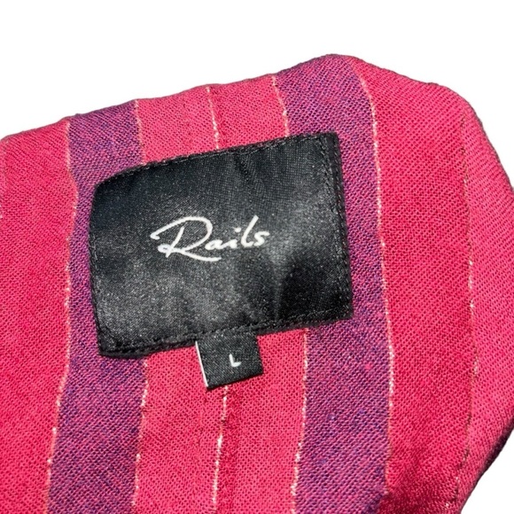 Rails Women's L Large Crop Top Frontal Tie Striped Gold Thread Boho Lightweight - Picture 9 of 9